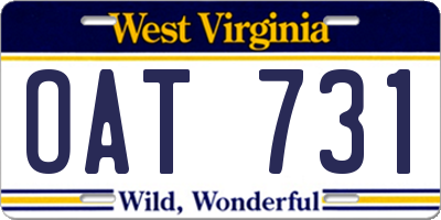 WV license plate OAT731