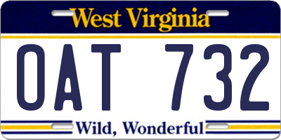 WV license plate OAT732