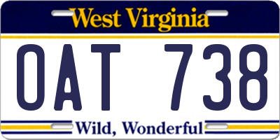 WV license plate OAT738