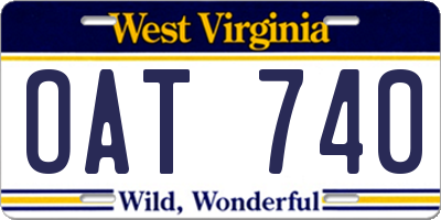 WV license plate OAT740