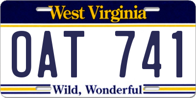 WV license plate OAT741