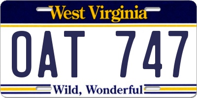 WV license plate OAT747