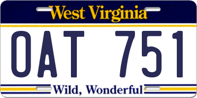 WV license plate OAT751