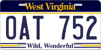 WV license plate OAT752