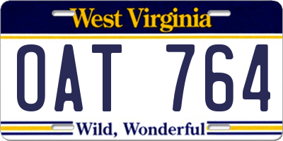 WV license plate OAT764