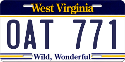 WV license plate OAT771