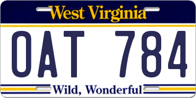 WV license plate OAT784