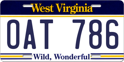 WV license plate OAT786