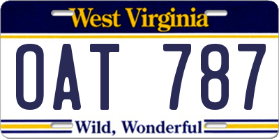WV license plate OAT787