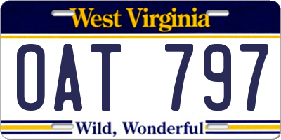 WV license plate OAT797