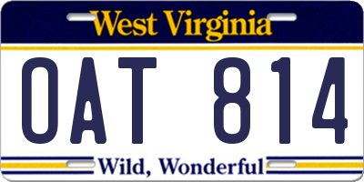 WV license plate OAT814