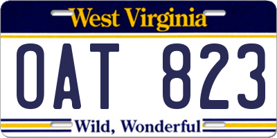 WV license plate OAT823