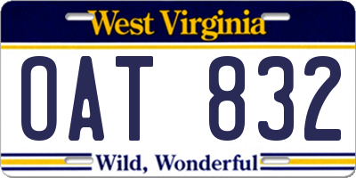 WV license plate OAT832