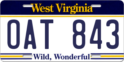 WV license plate OAT843