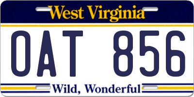 WV license plate OAT856
