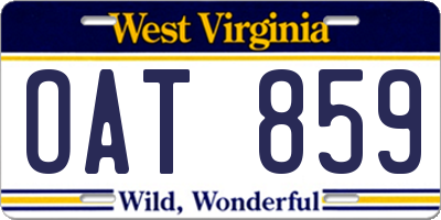 WV license plate OAT859