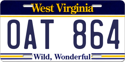 WV license plate OAT864