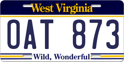 WV license plate OAT873