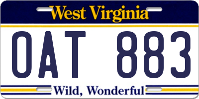 WV license plate OAT883