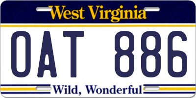 WV license plate OAT886