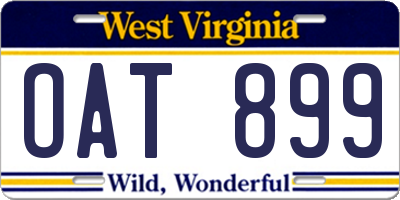 WV license plate OAT899