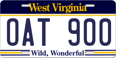 WV license plate OAT900