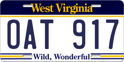 WV license plate OAT917
