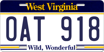 WV license plate OAT918