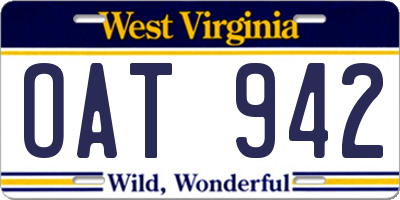 WV license plate OAT942