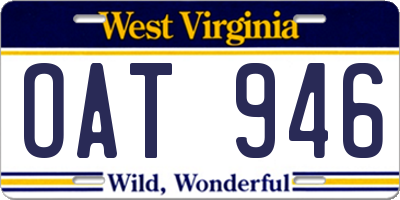 WV license plate OAT946