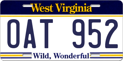 WV license plate OAT952