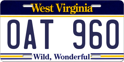 WV license plate OAT960