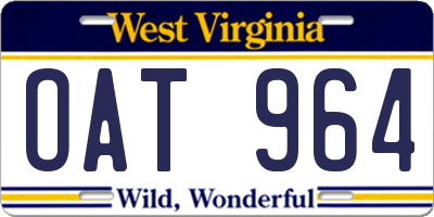 WV license plate OAT964