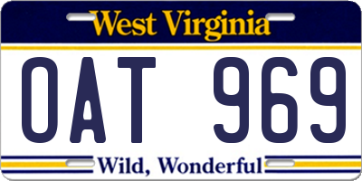 WV license plate OAT969