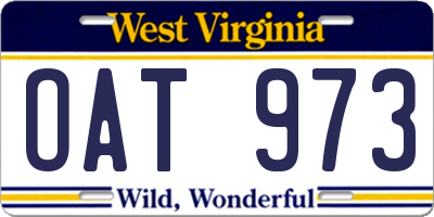 WV license plate OAT973
