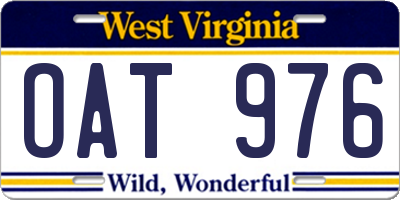 WV license plate OAT976