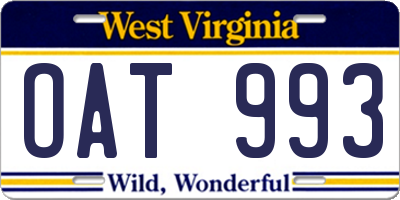 WV license plate OAT993