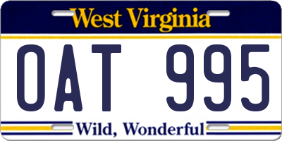 WV license plate OAT995