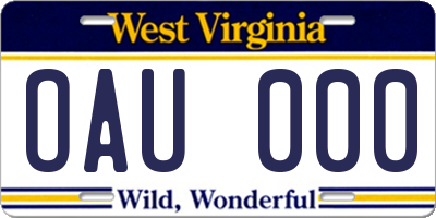WV license plate OAU000