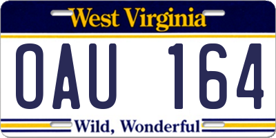 WV license plate OAU164