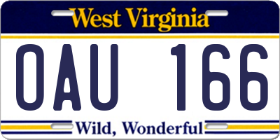WV license plate OAU166