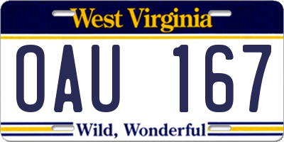 WV license plate OAU167