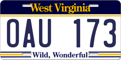 WV license plate OAU173