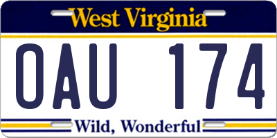 WV license plate OAU174
