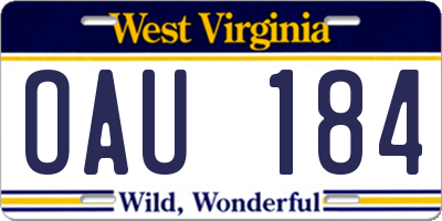 WV license plate OAU184