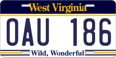 WV license plate OAU186