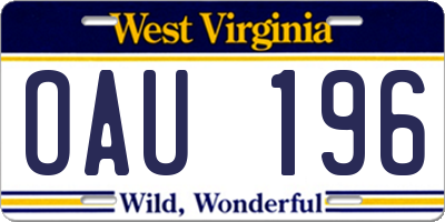 WV license plate OAU196