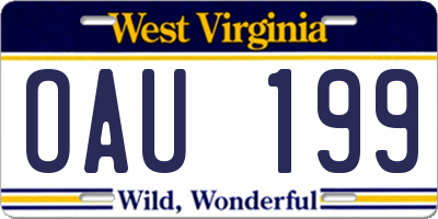 WV license plate OAU199