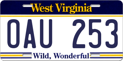 WV license plate OAU253