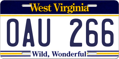 WV license plate OAU266